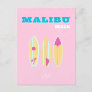 Malibu, Malibu strand, Preppy, Preppy meisje, roze Feestdagenkaart