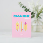 Malibu, Malibu strand, Preppy, Preppy meisje, roze Feestdagenkaart (Staand voorkant)