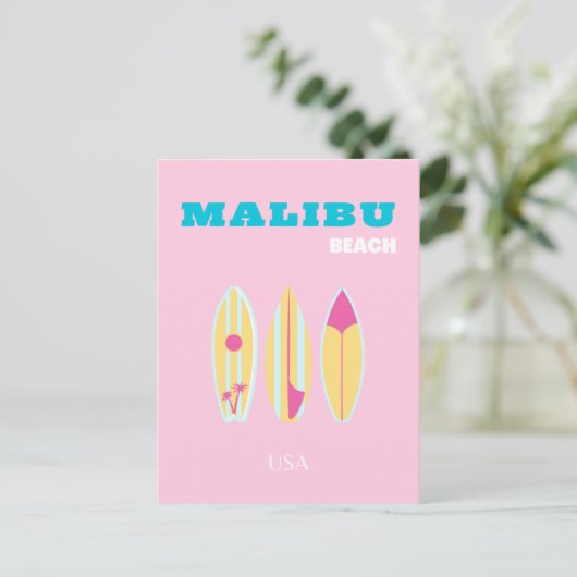 Malibu, Malibu strand, Preppy, Preppy meisje, roze Feestdagenkaart (Staand voorkant)