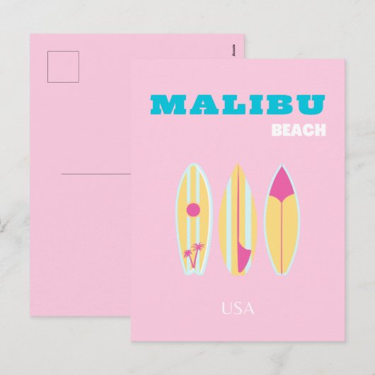 Malibu, Malibu strand, Preppy, Preppy meisje, roze Feestdagenkaart (Voorkant / Achterkant)