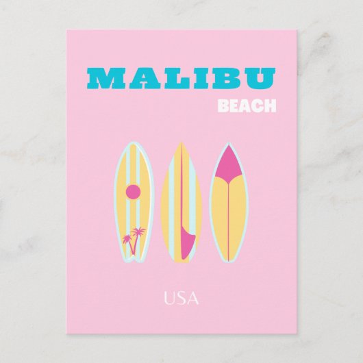 Malibu, Malibu strand, Preppy, Preppy meisje, roze Feestdagenkaart (Voorkant)