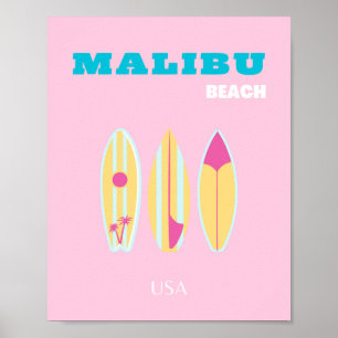 Malibu, Malibu strand, Preppy, Preppy meisje, roze Poster