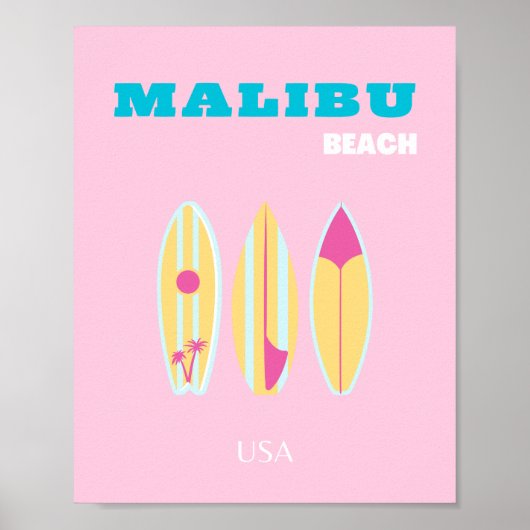 Malibu, Malibu strand, Preppy, Preppy meisje, roze Poster (Voorkant)