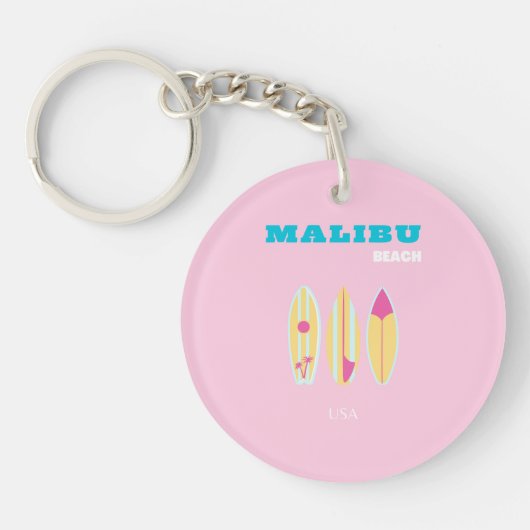 Malibu, Malibu strand, Preppy, Preppy meisje, roze Sleutelhanger (Voorkant)