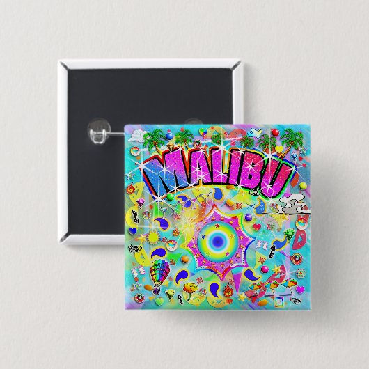 Malibu Mystic Dance Vierkante Button 5,1 Cm (Voorkant /achterkant)