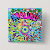 Malibu Mystic Dance Vierkante Button 5,1 Cm (Voorkant)