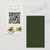 Malibu Palm Coastal Seaside QR Code RSVP Kaart (Voorkant / Achterkant)