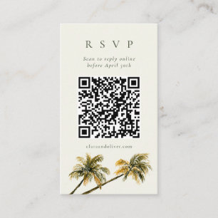 Malibu Palm Coastal Seaside QR Code RSVP Kaart