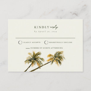 Malibu Palm Sunset Coast Beach Trouwkaart RSVP Informatiekaartje