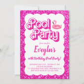 Malibu Roze Pop Uitnodiging voor Poolparty (Voorkant)