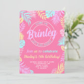 Malibu roze pop verjaardagsfeestje uitnodiging (Staand voorkant)