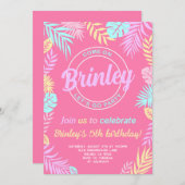 Malibu roze pop verjaardagsfeestje uitnodiging (Voorkant / Achterkant)