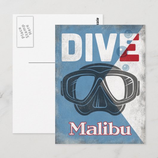 Malibu  scuba duikmasker briefkaart (Voorkant / Achterkant)