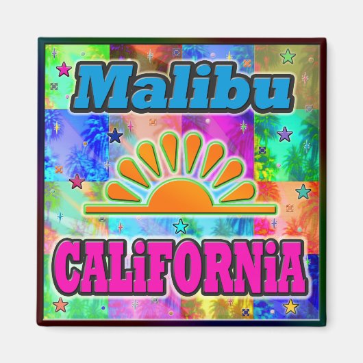 Malibu Sun en Palms Magnet (Voorkant)