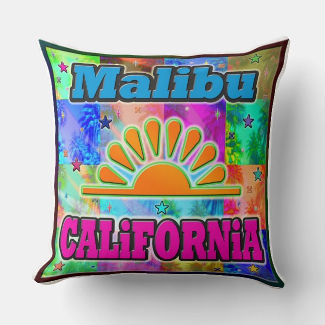 Malibu Sun en Palms Pillow Kussen (Voorkant)