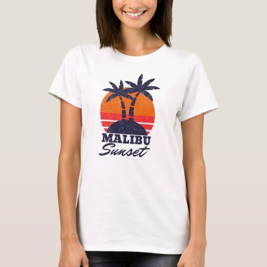 Malibu Sunset Retro T shirt (Voorkant)