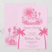 Malibu Sweet Zestien Verjaardagsfeestje Kaart (Voorkant / Achterkant)