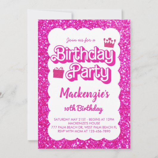 Malibu thema roze pop verjaardag kaart (Voorkant)