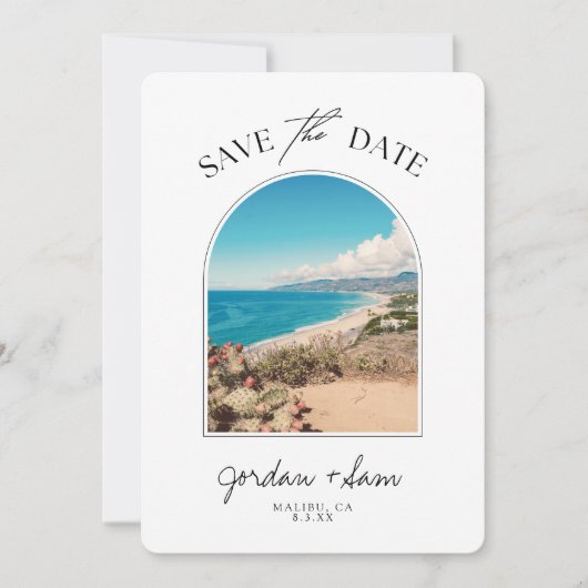 Malibu Wedding Coastline Save the Date Kaart (Voorkant)