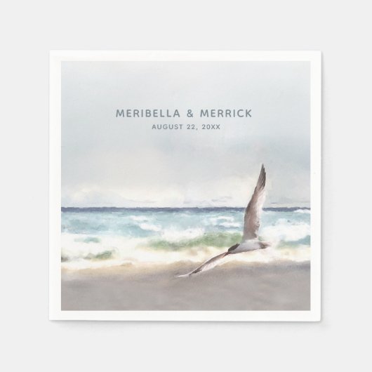 Malibu Zee Tern Coastal Waterverf Wedding Servet (Voorkant)