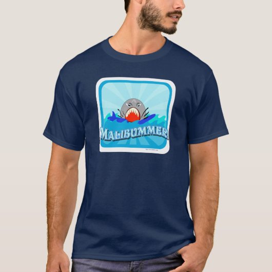 Malibummer Funny Malibu Tourist Shark Cartoon T-shirt (Voorkant)