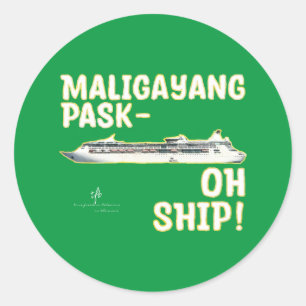 Maligayang Pask-OH SHIP! G/Gld. kerstcruise Ronde Sticker