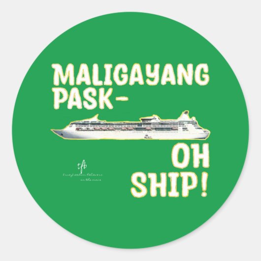 Maligayang Pask-OH SHIP! G/Gld. kerstcruise Ronde Sticker (Voorkant)