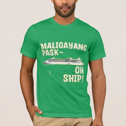Maligayang Pask-OH SHIP! Gold kerstcruise T-shirt (Voorkant)