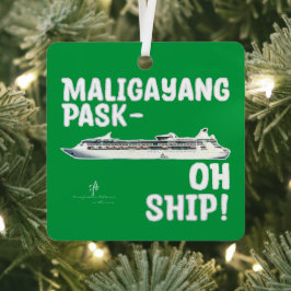 Maligayang Pask-OH SHIP! Gr/Slv Chr. Cruise Sq. Metalen Ornament