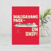 Maligayang Pask-OH SHIP! Rood/goudkerstfeestje Feestdagenkaart (Staand voorkant)