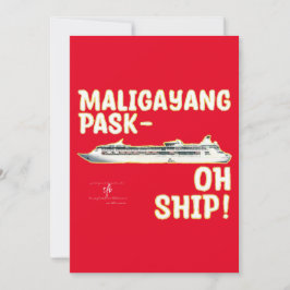 Maligayang Pask-OH SHIP! Rood/goudkerstfeestje Feestdagenkaart
