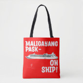 Maligayang Pask-OH SHIP! Rood/goudkoorts. cruise Tote Bag (Voorkant)