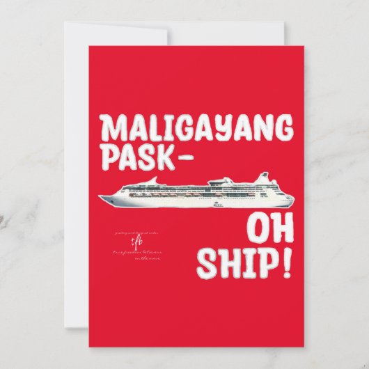 Maligayang Pask-OH SHIP! Rood/Zilver KerstHoli Feestdagenkaart (Voorkant)