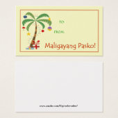Maligayang Pasko Cadeau Label - Kerstpalmboom Visitekaartjes (Voorkant /achterkant)