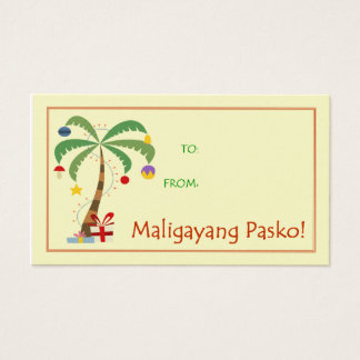 Maligayang Pasko Cadeau Label - Kerstpalmboom Visitekaartjes