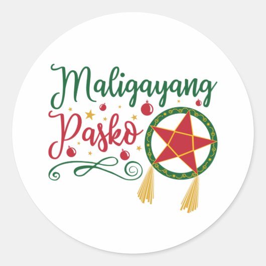 Maligayang Pasko Filipino KerstFilipijnen Ronde Sticker (Voorkant)
