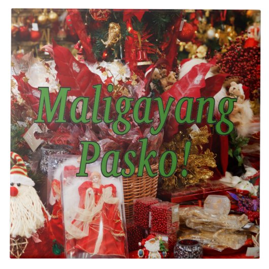 Maligayang Pasko! Vrolijk kerstfeest in Tagalog gf Tegeltje (Voorkant)