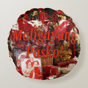 Maligayang Pasko! Vrolijk kerstfeest in Tagalog rf Rond Kussen
