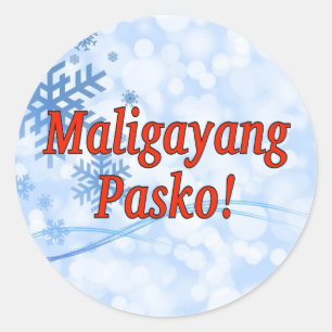 Maligayang Pasko! Vrolijk kerstfeest in Tagalog rf Ronde Sticker