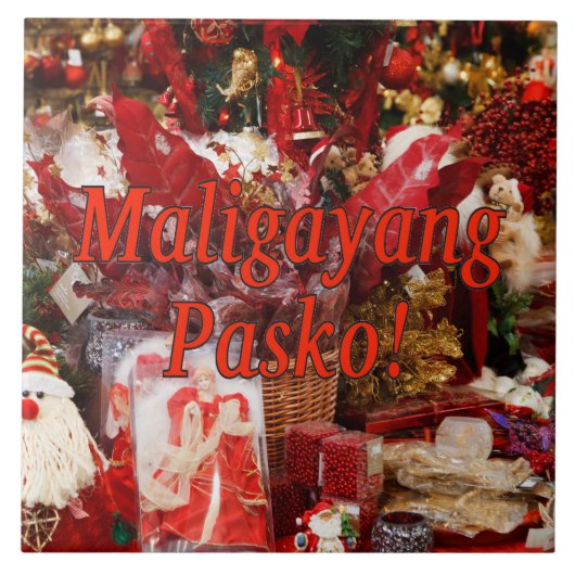 Maligayang Pasko! Vrolijk kerstfeest in Tagalog rf Tegeltje (Voorkant)