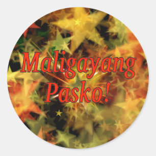 Maligayang Pasko! Vrolijke Kerstmis in Tagalog rf Ronde Sticker