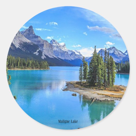 Maligne Lake, Alberta, Canada Ronde Sticker (Voorkant)