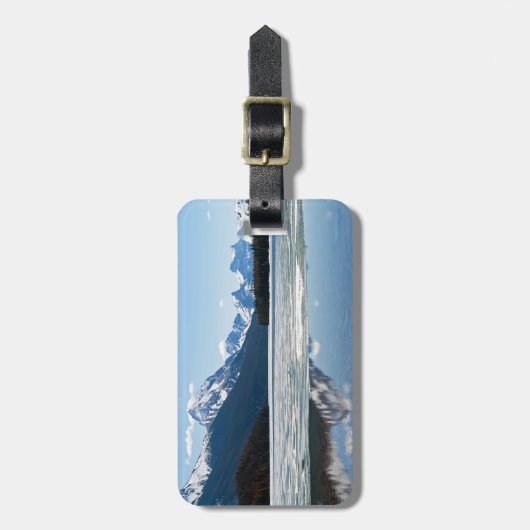 Maligne Lake reflectie - Jasper, Alberta, Canada Bagagelabel (Voorkant verticaal)