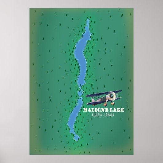 Maligne meer alberta Canada meer kaart Poster (Voorkant)