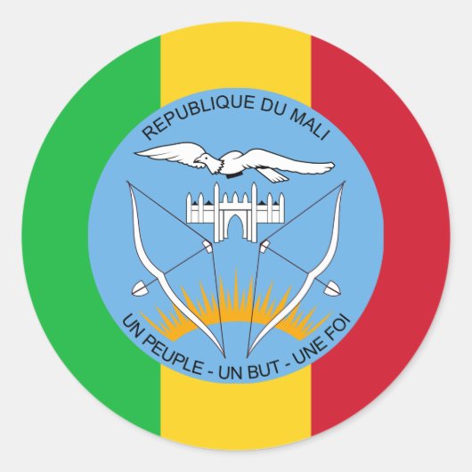 Malinese Vlag & Wapen, Vlag van Mali Ronde Sticker (Voorkant)