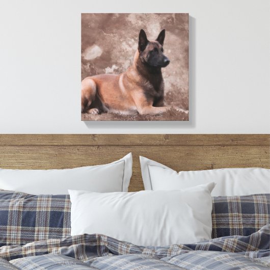 Malinois Belgische herder - Mechelaar Canvas Afdruk (Insitu (Slaapkamer))