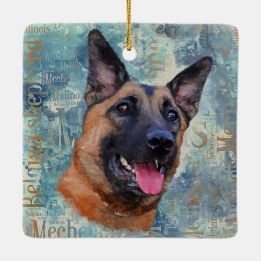 Malinois - Belgische herder - Mechelaar Keramisch Ornament (Achterkant)