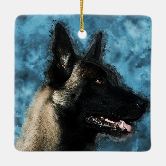 Malinois Belgische herder - Mechelaar Keramisch Ornament (Achterkant)