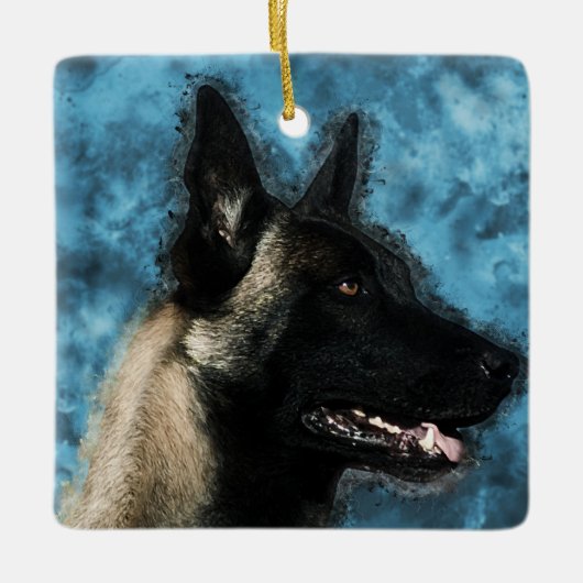Malinois Belgische herder - Mechelaar Keramisch Ornament (Voorkant)