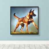 Malinois Belgium Shepherd Dog Canvas Afdruk (Insitu (Houten vloer))